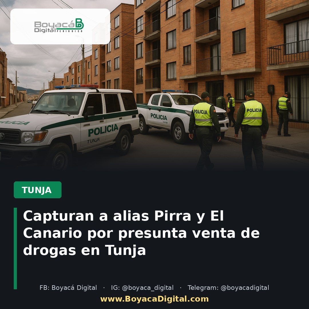 Capturan a alias Pirra y El Canario por presunta venta de drogas en Tunja